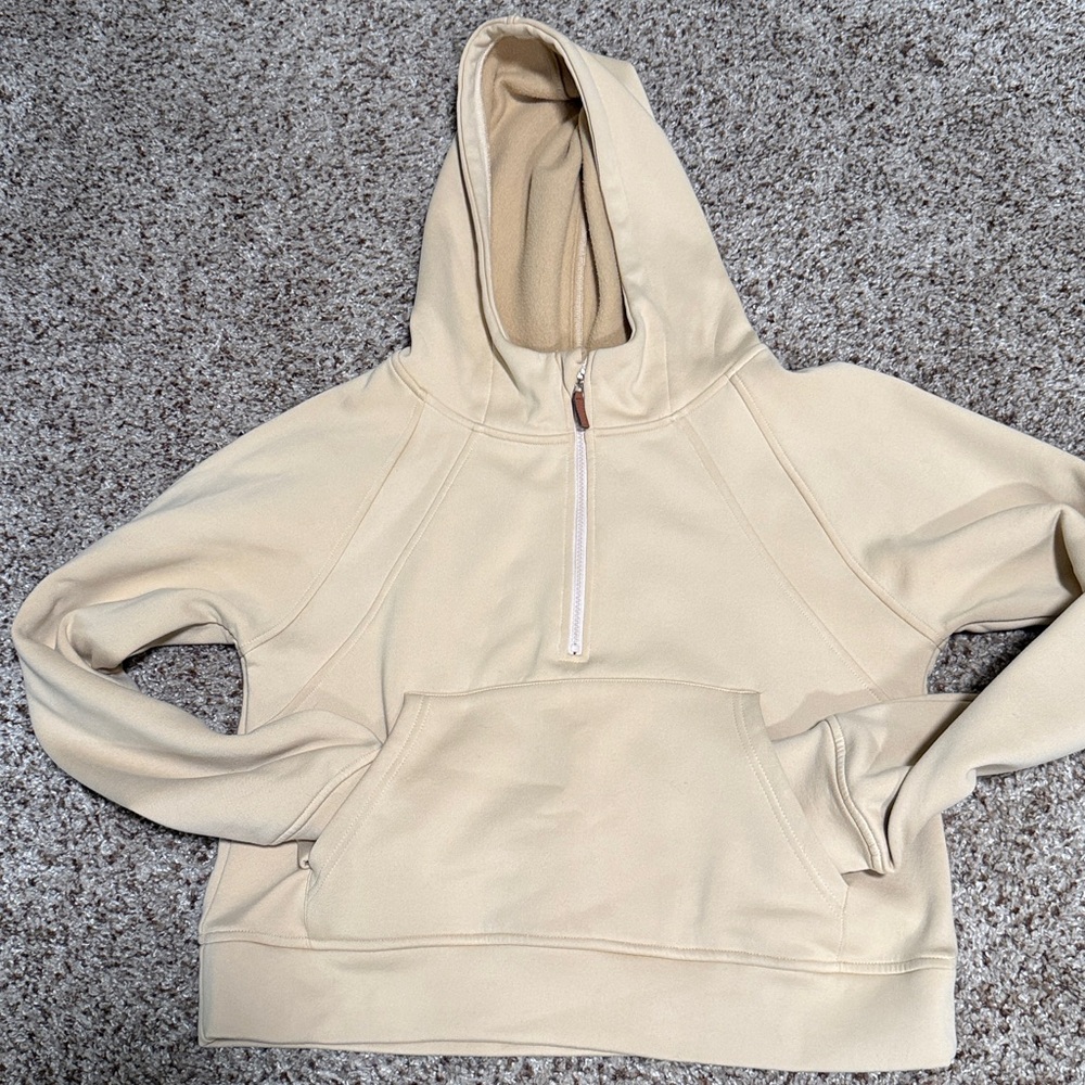 Camel 3/4 Zip Up Scuba Hoodie Jacket Small